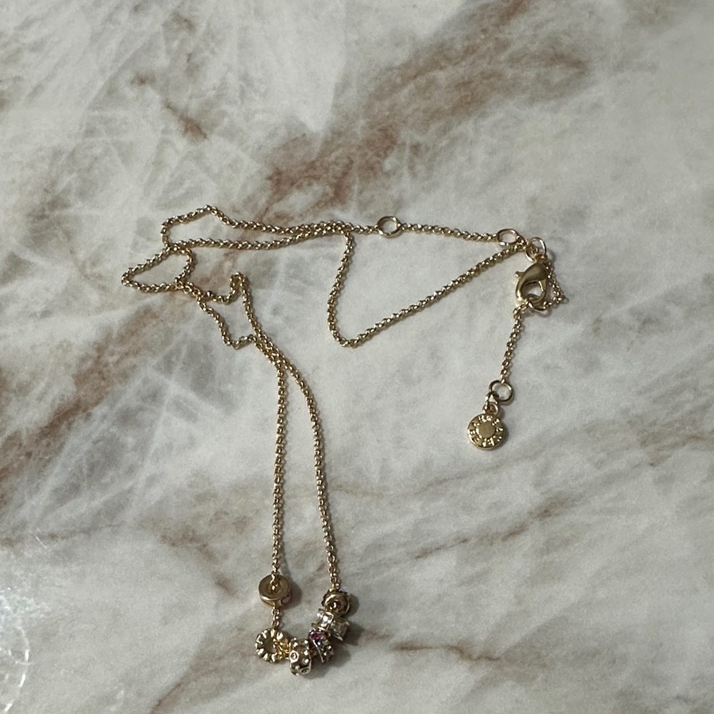 Liz Claiborne Gold Necklace with Crystal Charms